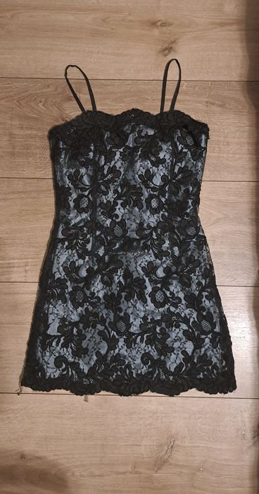 vintage mini sukienka koronkowa z suwakiem