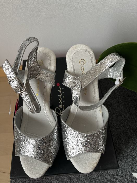Szpilki Pole Dance silver shine r.37 nowe jak pleaser