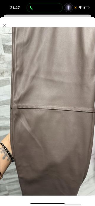 Коричневые брюки эко-кожа