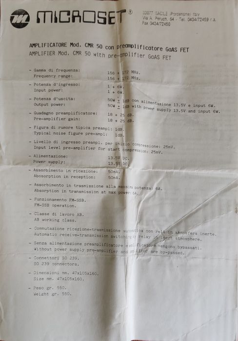 VHF Power Amplifier - Microset CMR 5064172193374850123