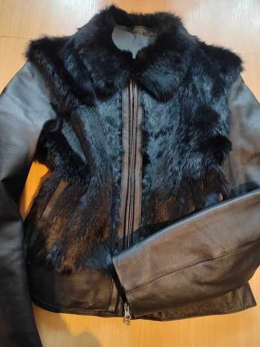 Kurtka skóra i futro lisa polarnego, nowa, za