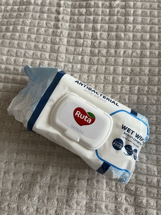 Вологі серветки Ruta Selecta 120 шт антибактеріальні нові