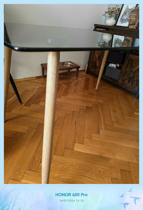 Stół szkło hartowane piękny szary odcień
