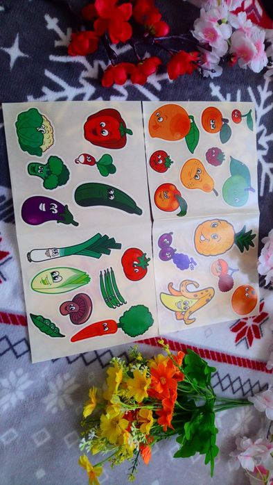 Naklejki crayola mini kids 2 arkusze owoce, warzywa