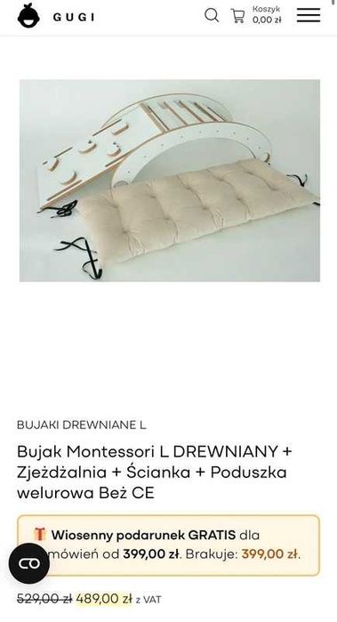Bujak montessori XL + ścianka wspinaczkowa/zjeżdżalnia
