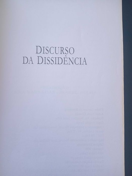 Livro  discurso da dissidencia