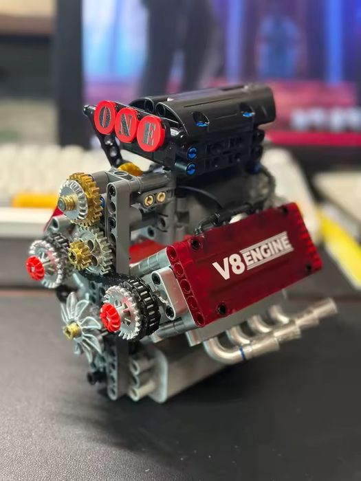 Motor V8 Funcional (Tipo Lego Technic) - NOVO p/ montar