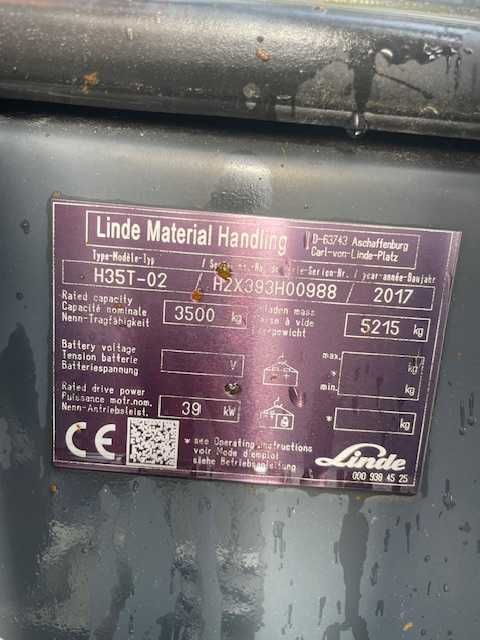 Wózek widłowy Linde udźwig 3500kg LPG Linde H35T 2017 rok OF129