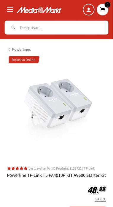 TP-Link TL-PA4010P KIT AV600 Powerline Passthrough – Como Novo