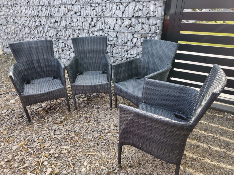 Krzesła ogrodowe z technorattanu – 3 sprawne + 1 do naprawy