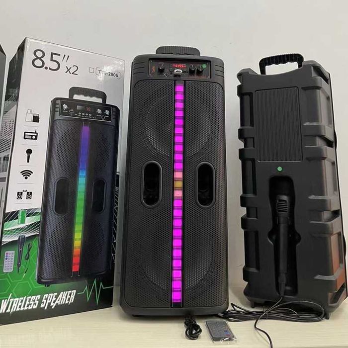 Блютуз колонка велика з мікрофоном та RGB підсвіткою