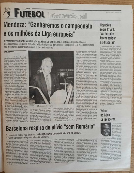 Jornal O Jogo de janeiro de 1995 - Luís Figo