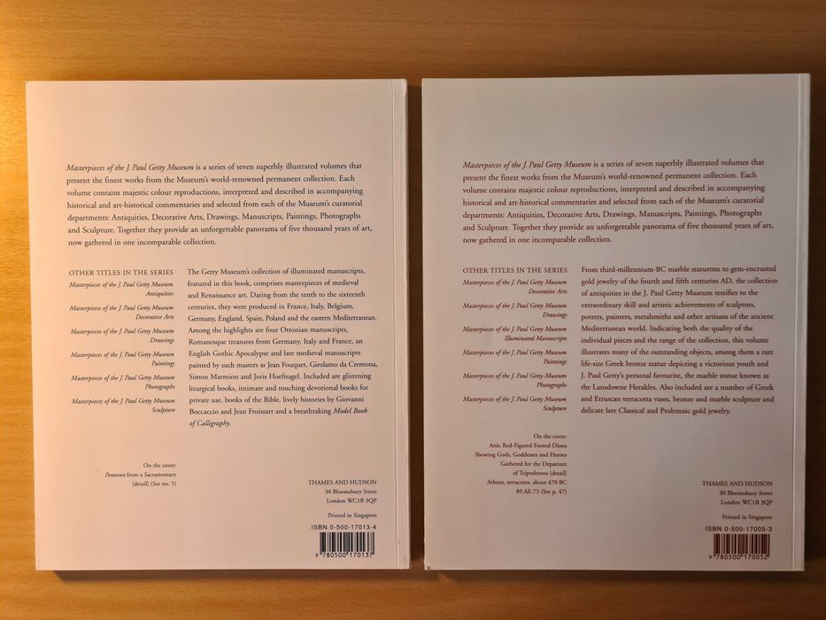 2 livros da coleção "Masterpieces of the J. Paulo Getty Museum"