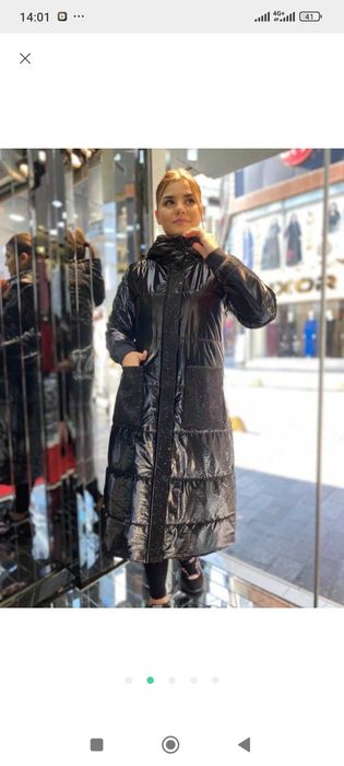 Пальто пуховик довгий жіночий Турція стрази тінсулейт 48-52р