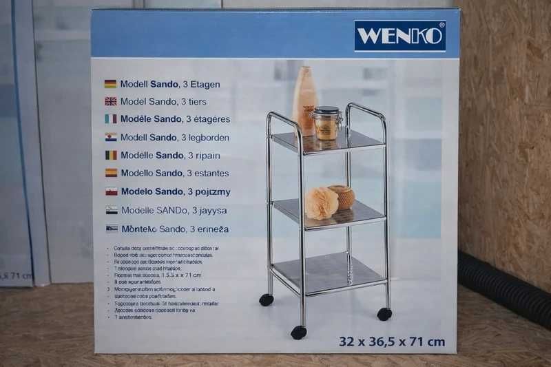 Regał na kółkach z trzema półkami, stal, 32 x 71 x 36,5 cm WENKO