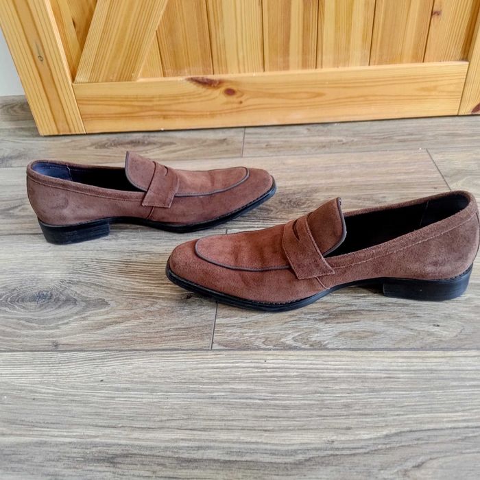 TANIO brązowe zamszowe mokasyny loafers męskie 44