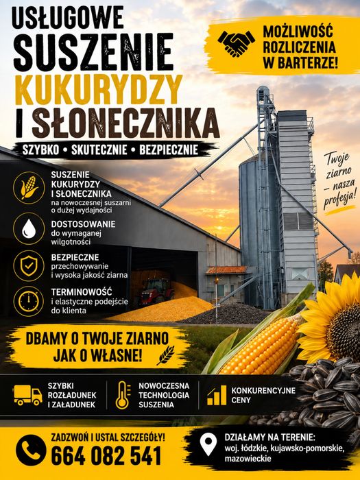 Suszenie kukurydzy, słonecznika zbóż rzepaku Suszarnia Strahl