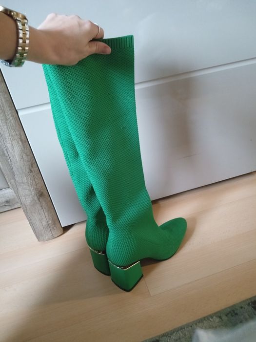 Kozaki skarpetkowe zielone