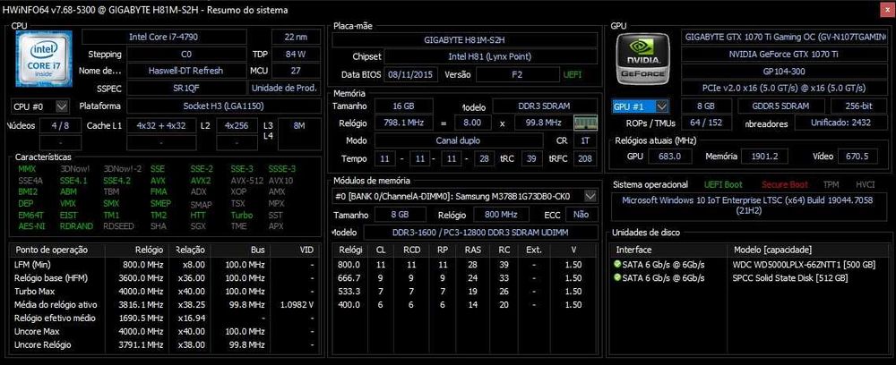 PC Gamer i7 4790 4.0Ghz | 16Gb DDR3 | GTX 1070 TI 8GB | SSD+HDD | ARGB