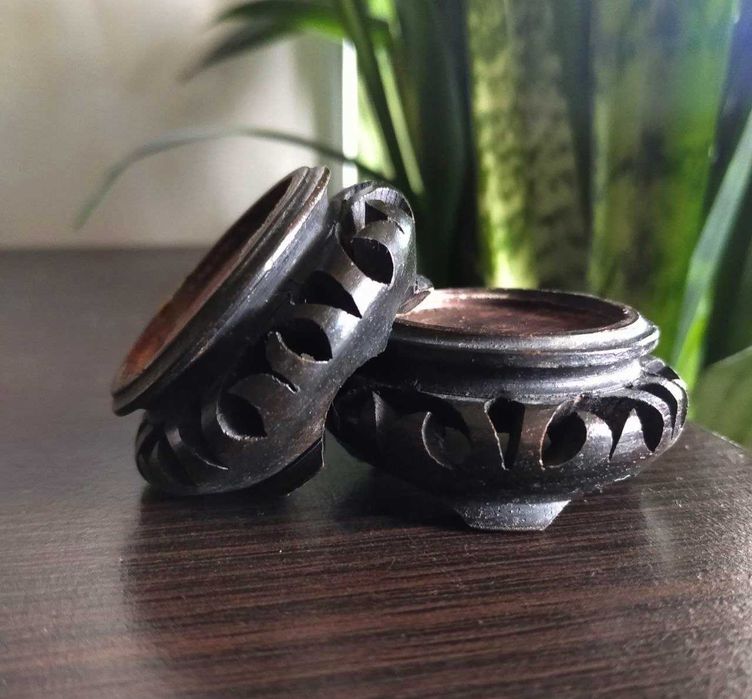 Подставки парные под Клуазоне вазы деревянные резные Китай 50-60х г.