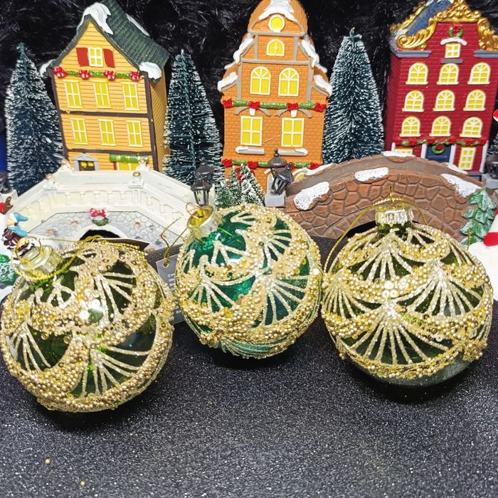 Новорічний декор прикраса шар скляний іграшка куля скло