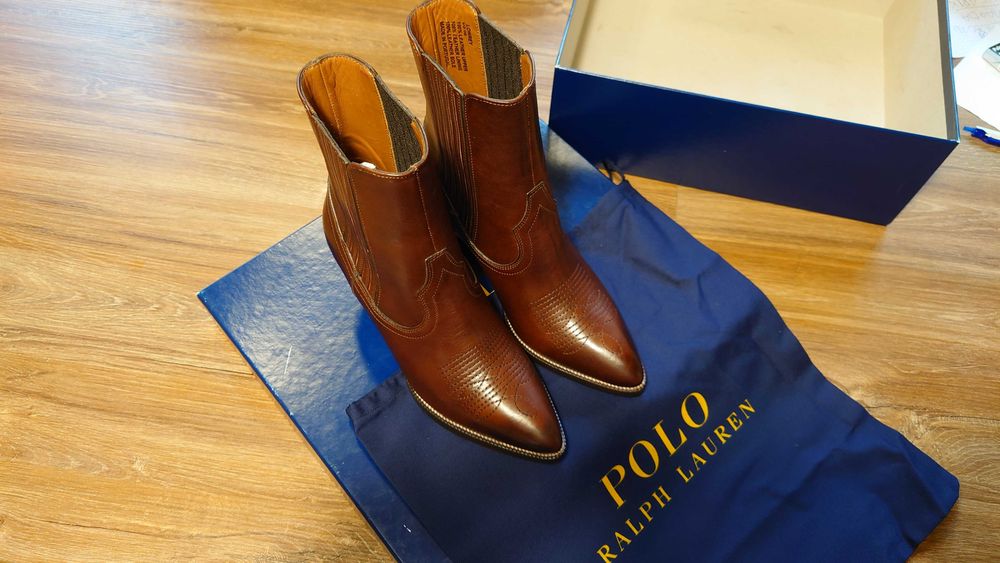 Buty damskie kowbojki sztyblety botki Polo Ralph Lauren 36.5 23.5cm