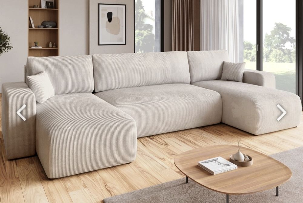 Narożnik Pumi U duży rozkładany sztruksowy