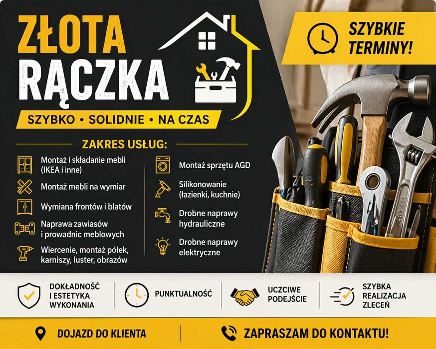 Złota rączka | Szybkie terminy | Montaż mebli, hydraulika, AGD