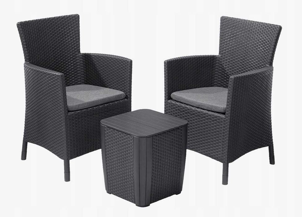 Zestaw mebli ogrodowych balkonowych KETER Iowa 2-osobowy grafit 3 el.