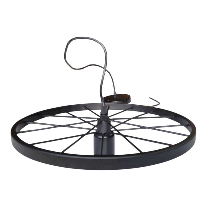 Candeeiro Pendente Industrial Roda Metal Preta E27 – Máx. 40W