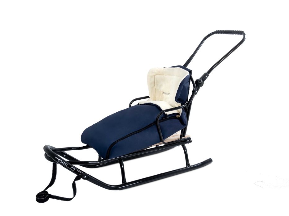 Nowe sanki z oparciem, pchaczem i śpiworkiem