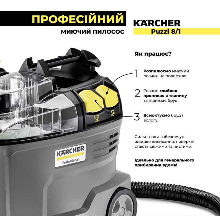 Радивилів оренда професійного миючого пилососа Karcher Puzzi 8/1