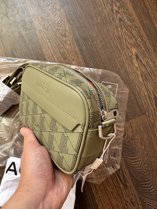 100% ОРИГИНАЛ Lacoste monogram crossbody castlerock мужская хаки сумка