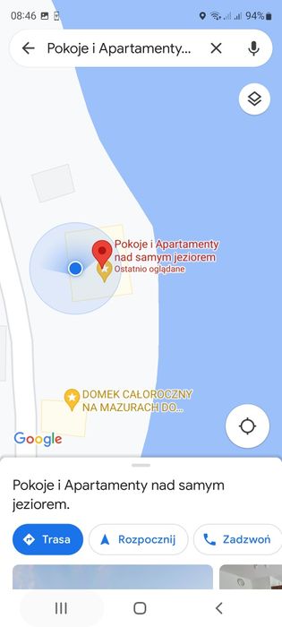 Noclegi 6 metrów od jeziora