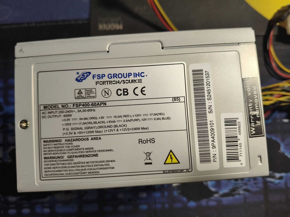 Zasilacz FSP/Fortron FSP-400-60APN 80+ Bronze, stan BDB.