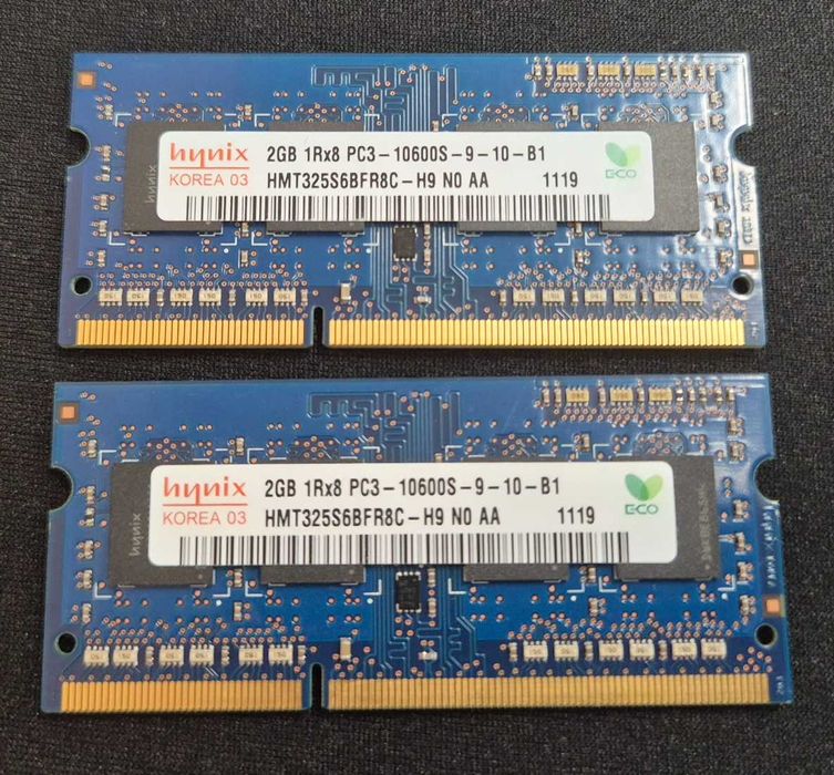 Pamięć RAM Hynix PC3 10600S 9 10 B1 2x 2GB = 4GB DDR3 laptop notebook