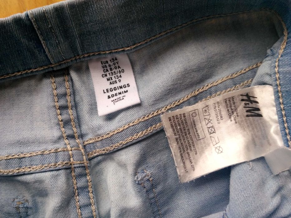 Spodnie leginsy 134 H&M getry spodnie na gumce jeans jeansowe legginsy