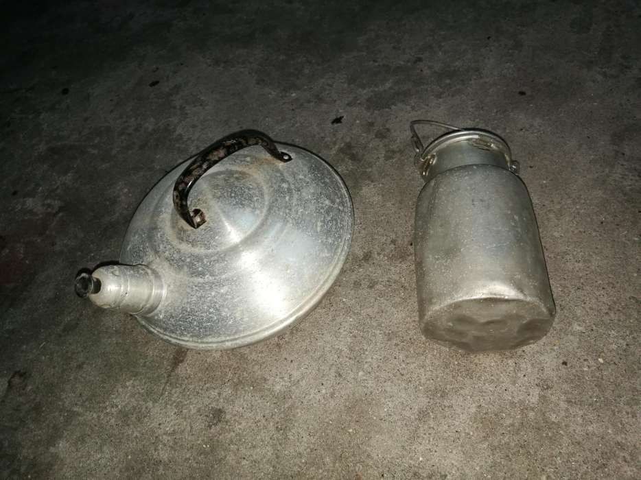 Chaleira e leiteira em alumínio antigo