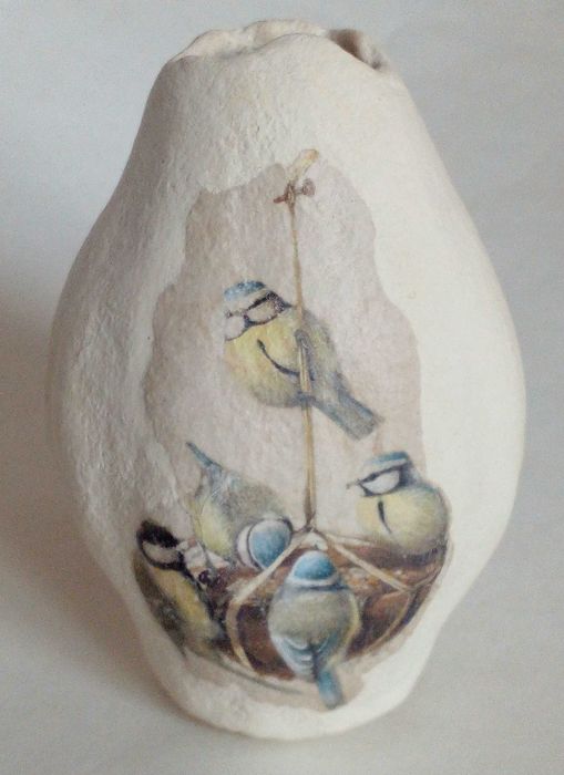 Ваза для сухоцветов ручной работы, вазочка из декоративной тыквы