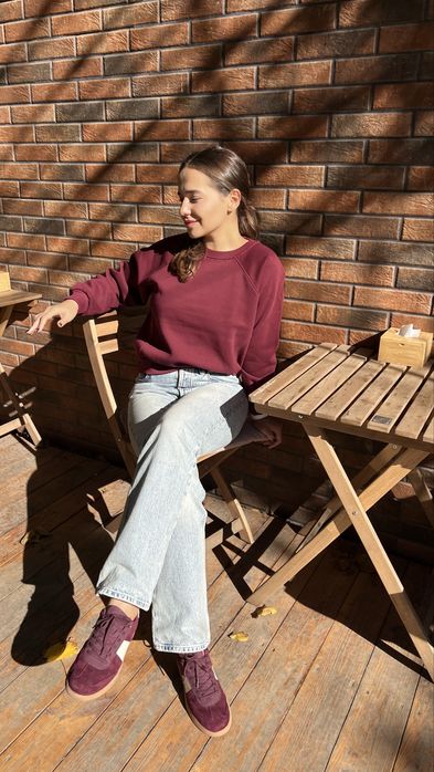 Свитшот, бургунди толстовка, термобелье с длинным рукавом, оверсайз