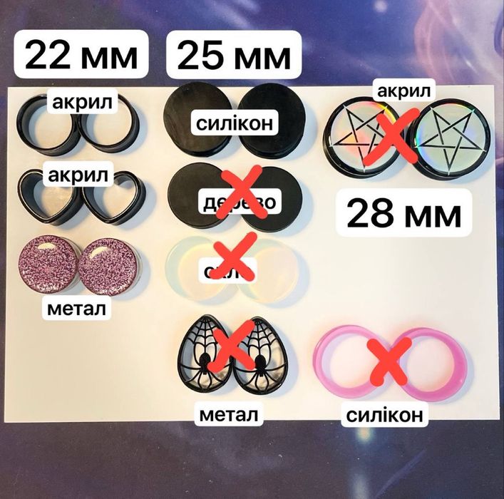 Тоннели плаги 22, 25, 28 мм
