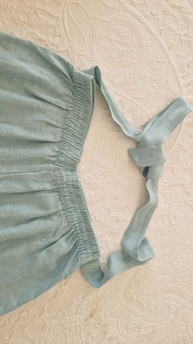 Calças de linho azul claras, tamanho 38