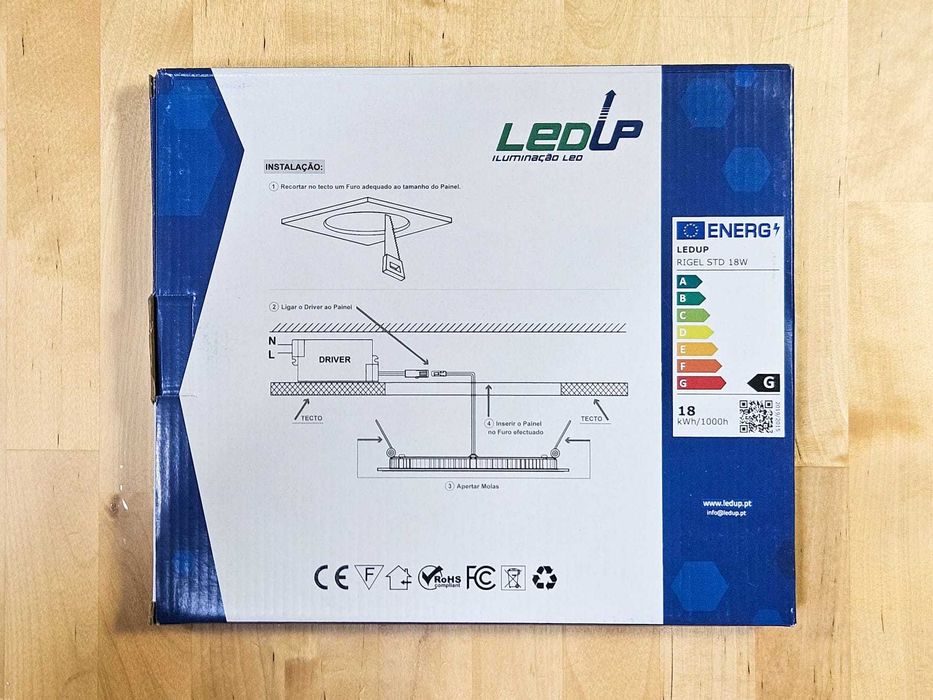 1x Painel LED 18W 1400lm 4000K L225 quadrado branco - LEDUP RIGEL