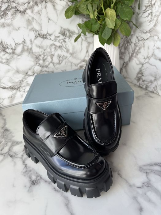 Mokasyny Prada black leather