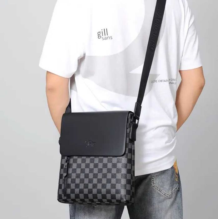 Чоловіча мужская повседневная кожаная сумка планшетка на плече новая