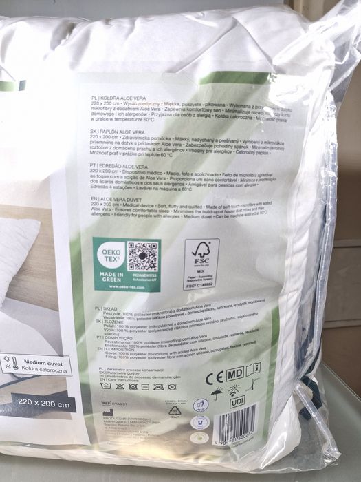 Kołdra Miękka Puszysta Pikowana Całoroczna Aloe Vera 220x200