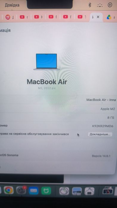 MacBook air m2 8/256
