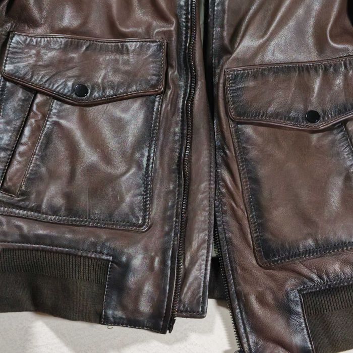 Kurtka skórzana Oakwood pilotka bomberka skóra naturalna kożuch L