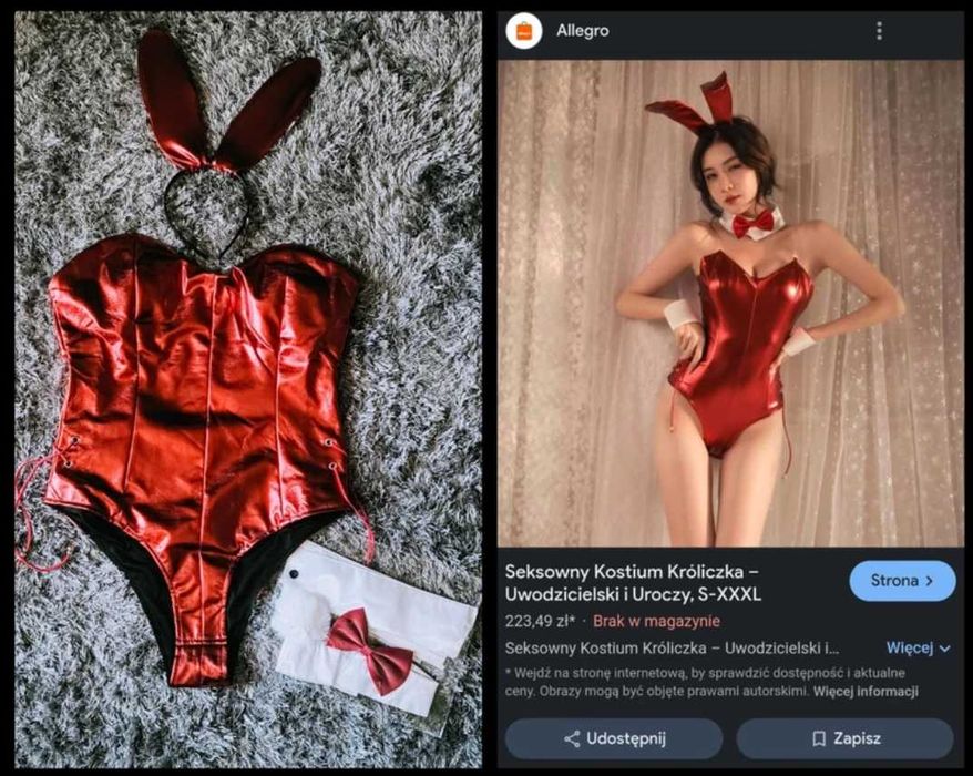 Nowy kostium króliczka ( cena sklepowa ponad 200 zł) rozmiar L
