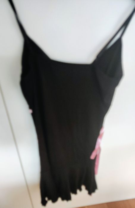 Top preto, alças finas, reguláveis, BodyBloom Paris, S